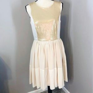 NWT// Max & Cleo Gold and Beige Sequined Dress